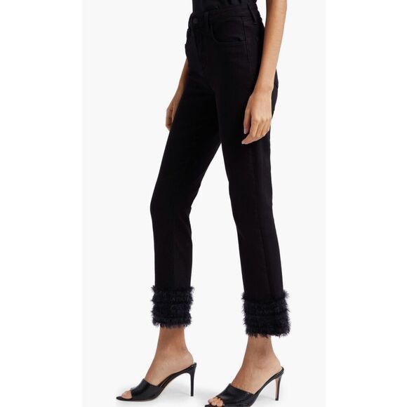 L’AGENCE Tati High Rise Crop Micro Bootcut Feather Jean in Saturated Black Size - Picture 3 of 12